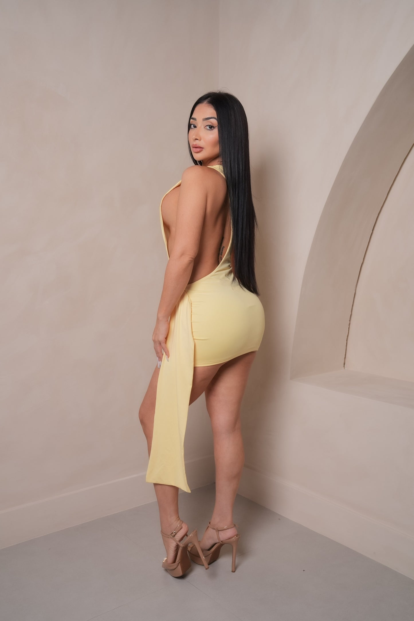 Alina Yellow Mini Dress