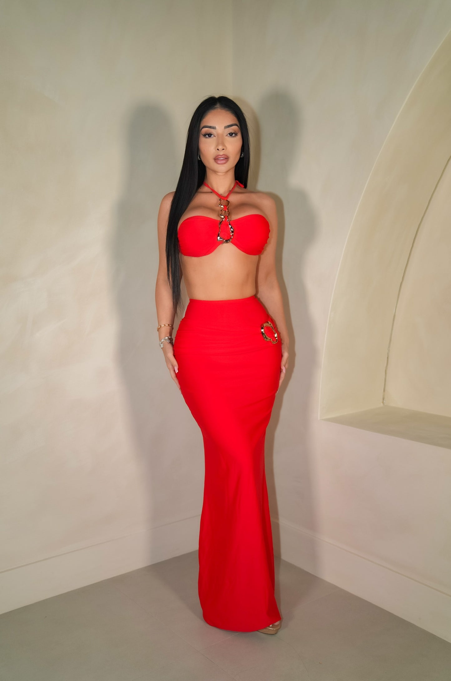 Jasmine Red Skirt Set