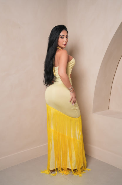 Mercedes Yellow Maxi Dress