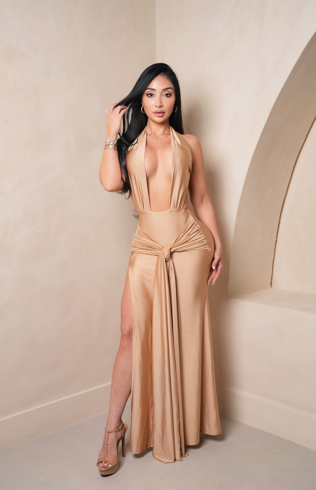 Sofia Champagne Maxi Dress