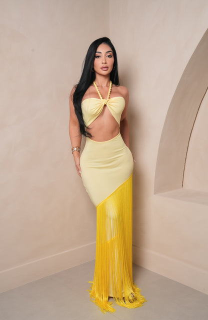 Mercedes Yellow Maxi Dress